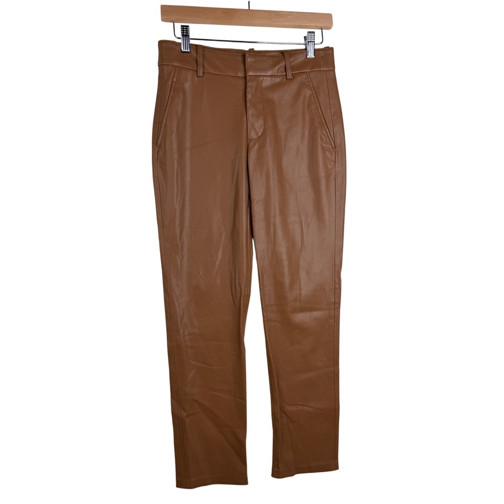 Zara Women's Faux Leather Straight Leg Pants Caramel Brown Size 2